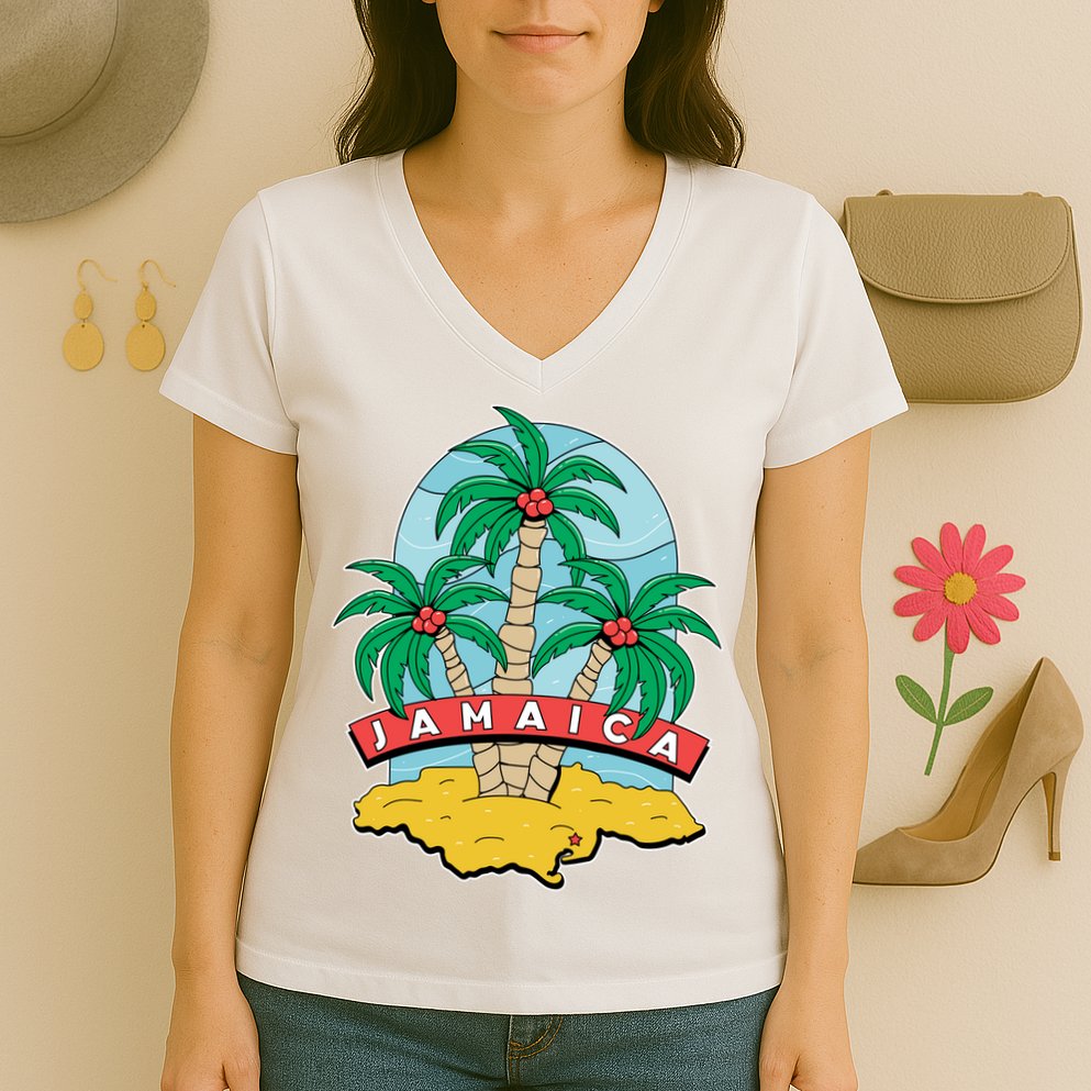 Jamaica Beach Women's V-Neck T-Shirt