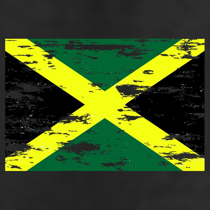 Jamaica Distressed Flag 7 Panel Mesh Trucker Snapback Hat