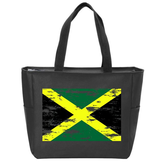 Jamaica Distressed Flag Zip Tote Bag