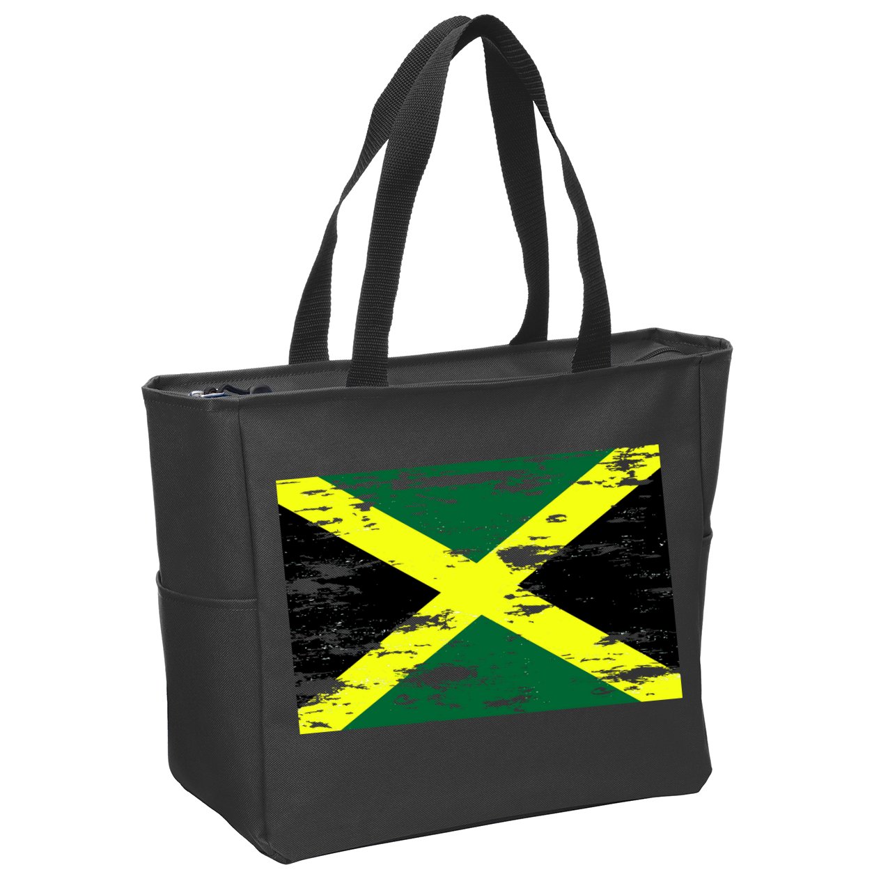 Jamaica Distressed Flag Zip Tote Bag