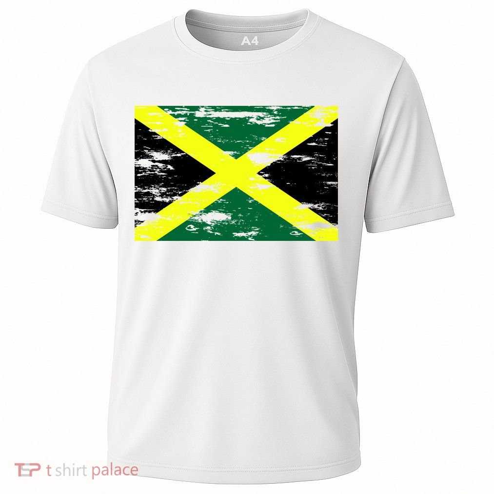 Jamaica Distressed Flag Cooling Performance Crew T-Shirt
