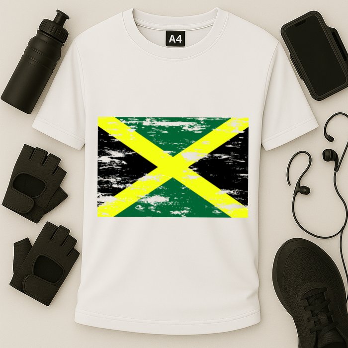 Jamaica Distressed Flag Cooling Performance Crew T-Shirt