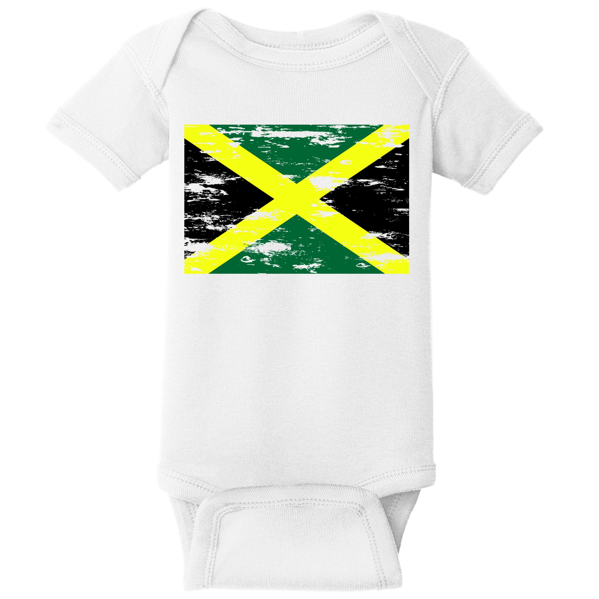 Jamaica Distressed Flag Baby Bodysuit