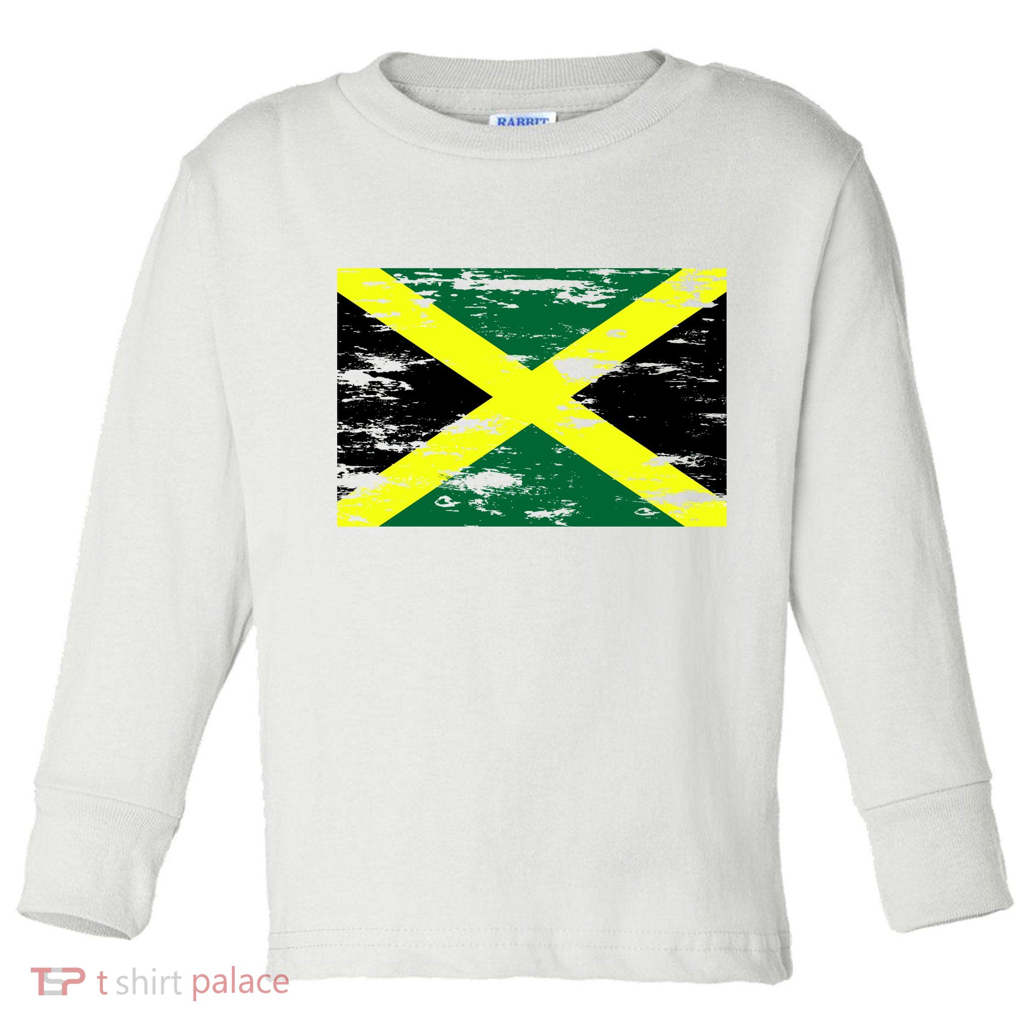 Jamaica Distressed Flag Toddler Long Sleeve Shirt