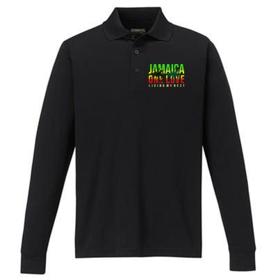 Jamaica One Love Performance Long Sleeve Polo