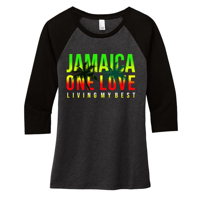 Jamaica One Love Women's Tri-Blend 3/4-Sleeve Raglan Shirt