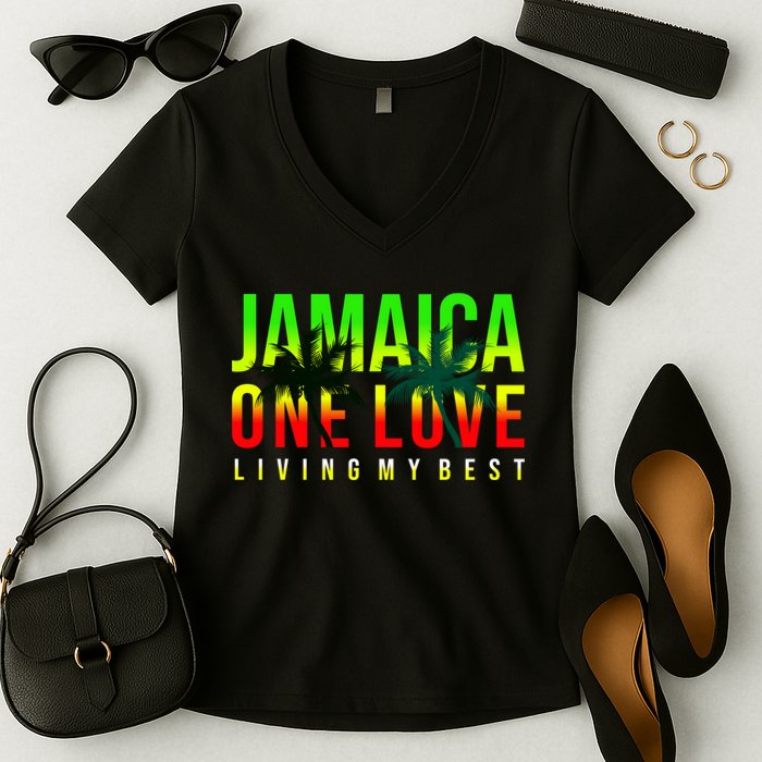 Jamaica One Love Women's V-Neck T-Shirt
