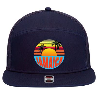 Jamaica Retro Circle 7 Panel Mesh Trucker Snapback Hat