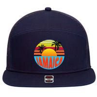 Jamaica Retro Circle 7 Panel Mesh Trucker Snapback Hat