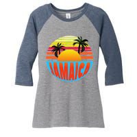 Jamaica Retro Circle Women's Tri-Blend 3/4-Sleeve Raglan Shirt