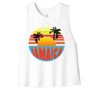 Jamaica Retro Circle Women's Racerback Cropped Tank