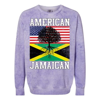 Jamaican American Flag Grown Roots Colorblast Crewneck Sweatshirt