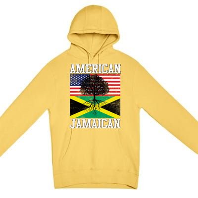 Jamaican American Flag Grown Roots Premium Pullover Hoodie