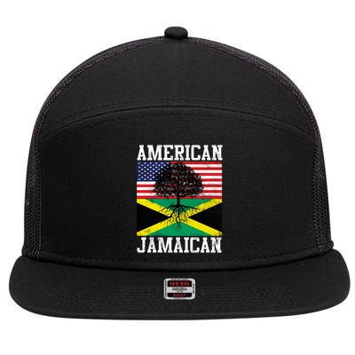 Jamaican American Flag Grown Roots 7 Panel Mesh Trucker Snapback Hat