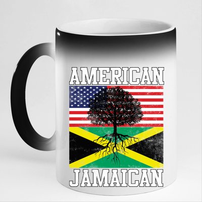 Jamaican American Flag Grown Roots 11oz Black Color Changing Mug