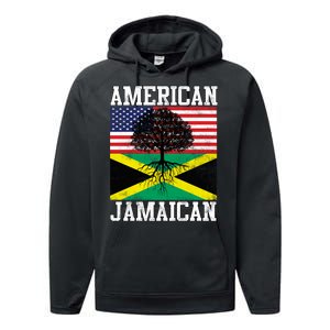 Jamaican American Flag Grown Roots Performance Fleece Hoodie