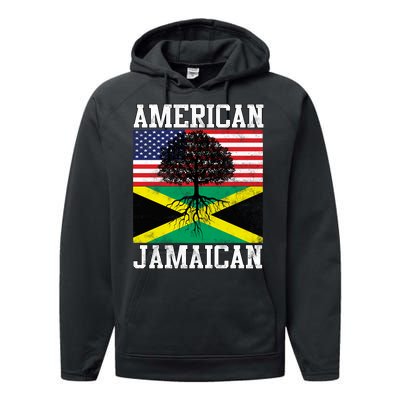 Jamaican American Flag Grown Roots Performance Fleece Hoodie