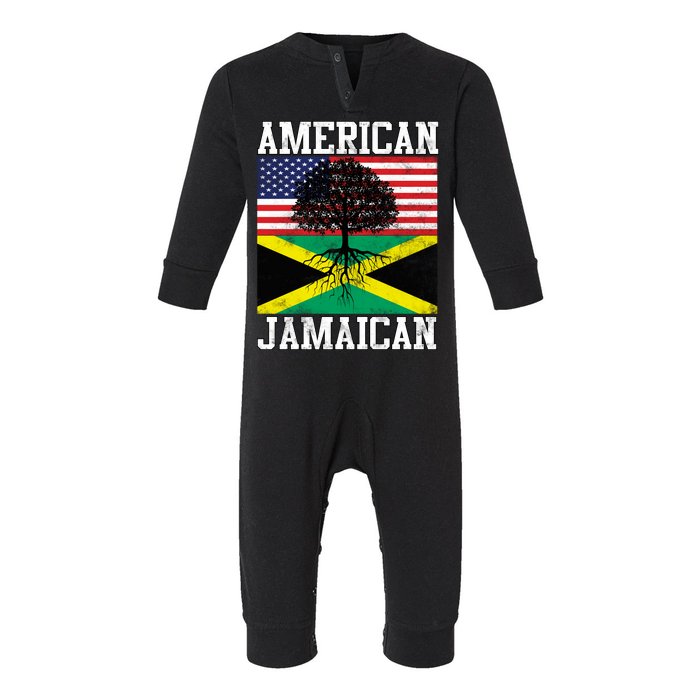 Jamaican American Flag Grown Roots Infant Fleece One Piece