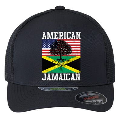Jamaican American Flag Grown Roots Flexfit Unipanel Trucker Cap