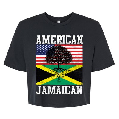 Jamaican American Flag Grown Roots Bella+Canvas Jersey Crop Tee