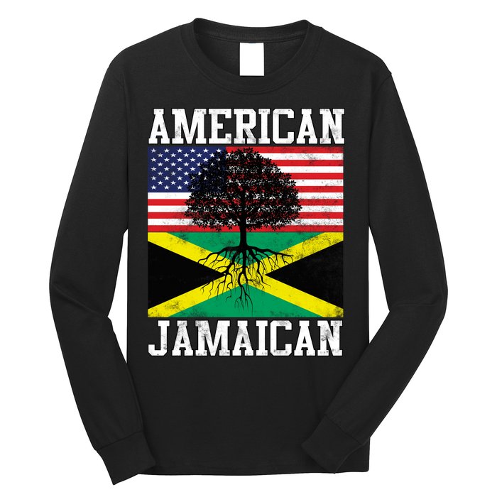 Jamaican American Flag Grown Roots Long Sleeve Shirt