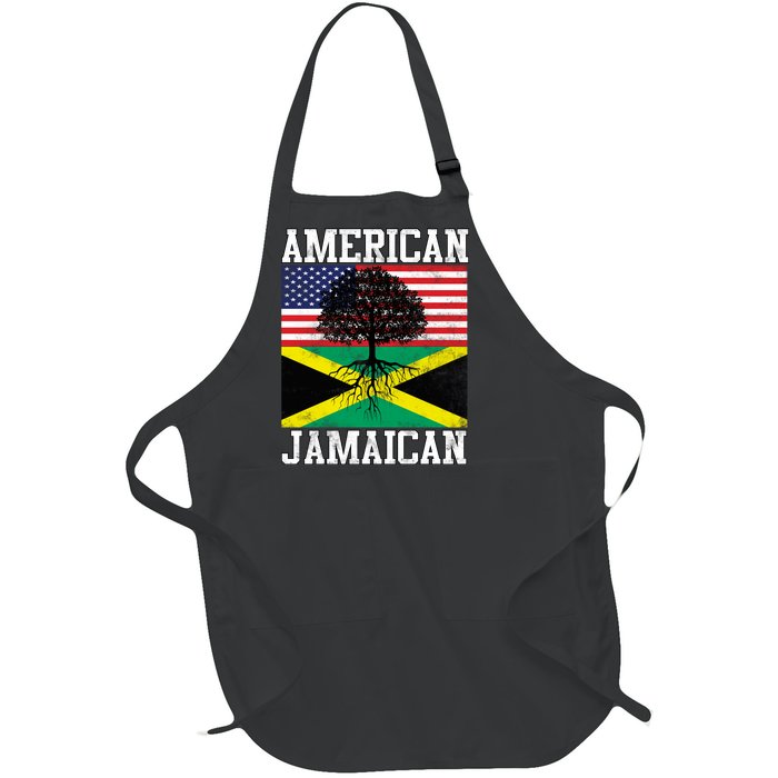 Jamaican American Flag Grown Roots Full-Length Apron With Pockets