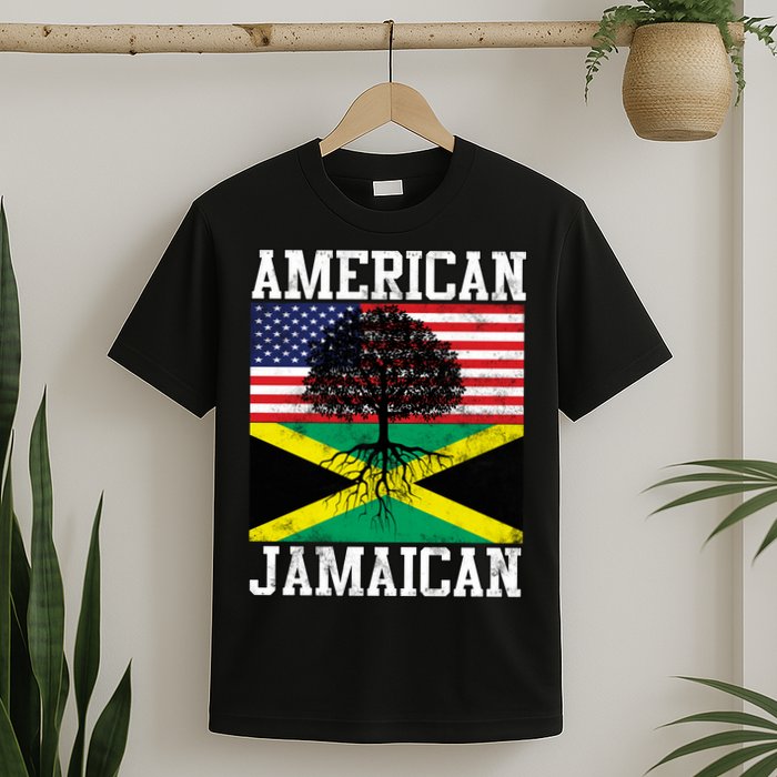 Jamaican American Flag Grown Roots T-Shirt