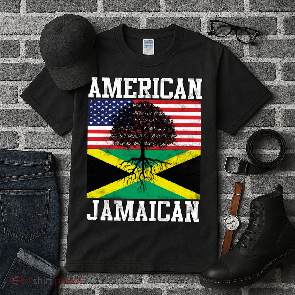 Jamaican American Flag Grown Roots Tall T-Shirt