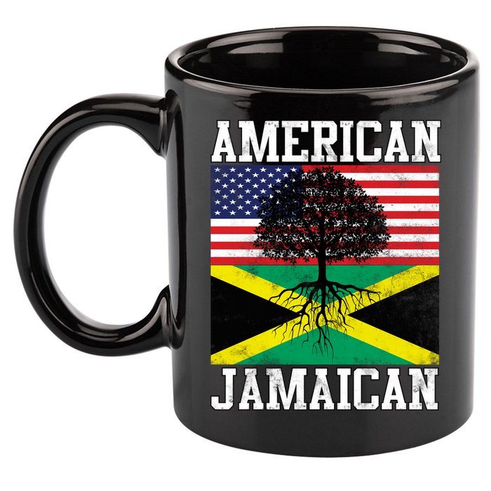 Jamaican American Flag Grown Roots 11oz C Handle Ceramic Mug