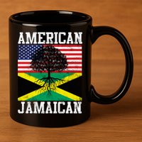 Jamaican American Flag Grown Roots 11oz C Handle Ceramic Mug