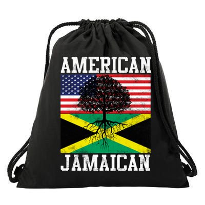 Jamaican American Flag Grown Roots Drawstring Bag
