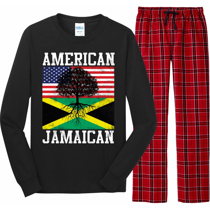 Jamaican American Flag Grown Roots Long Sleeve Pajama Set