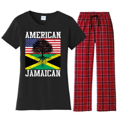 Jamaican American Flag Grown Roots Women's Flannel Pajama Set