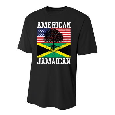 Jamaican American Flag Grown Roots Youth Performance Sprint T-Shirt