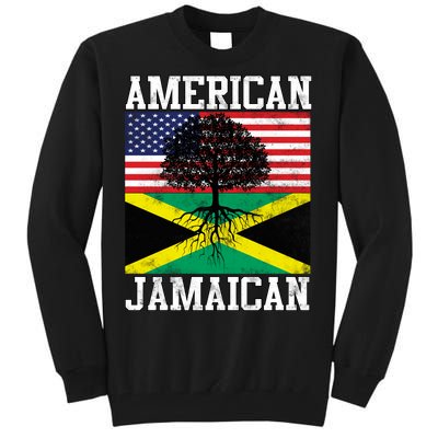 Jamaican American Flag Grown Roots Tall Sweatshirt