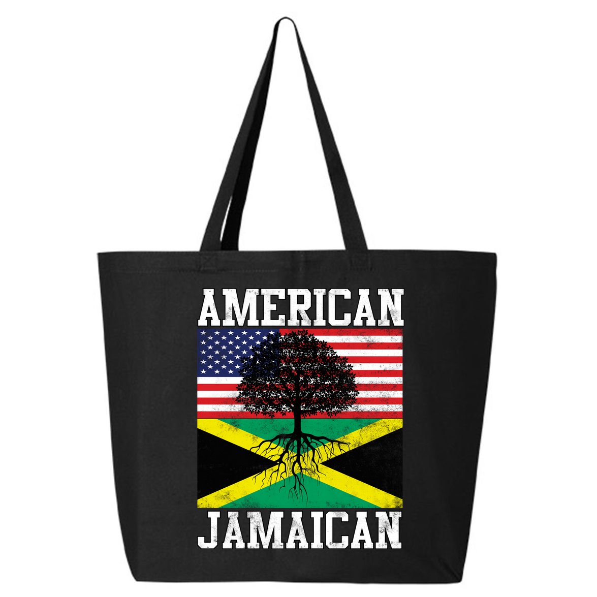 Jamaican American Flag Grown Roots 25L Jumbo Tote