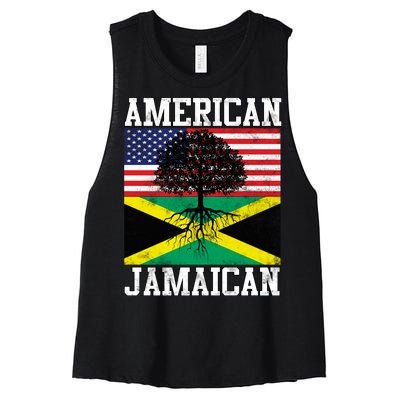 Jamaican American Flag Grown Roots Women's Racerback Cropped Tank