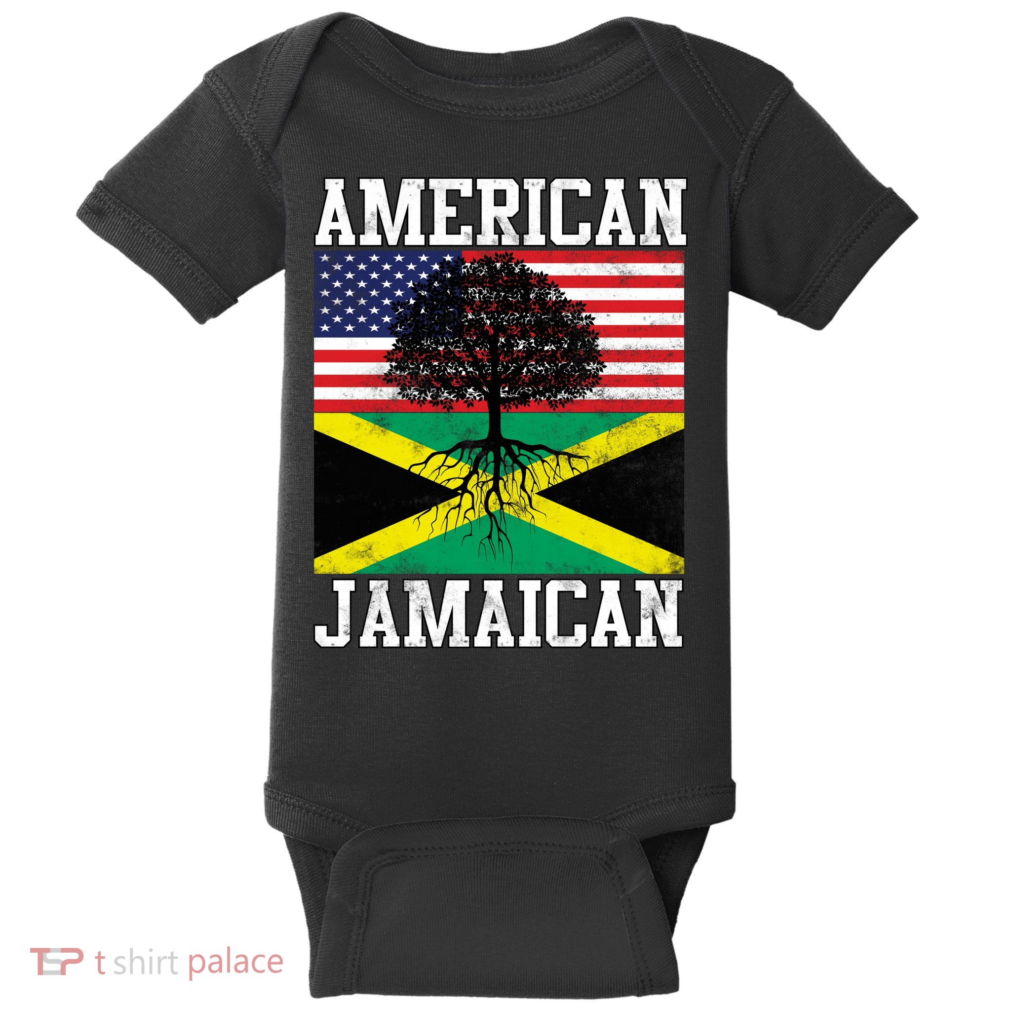 Jamaican American Flag Grown Roots Baby Bodysuit
