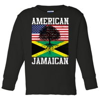 Jamaican American Flag Grown Roots Toddler Long Sleeve Shirt