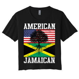 Jamaican American Flag Grown Roots Women's Crop Top Tee