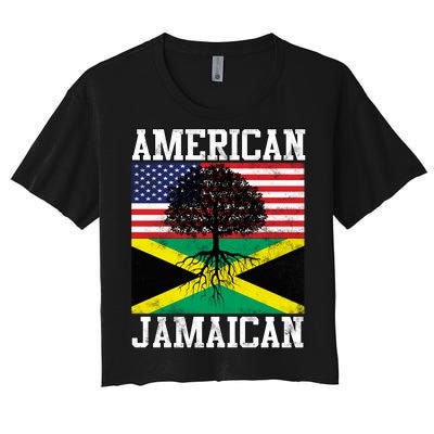 Jamaican American Flag Grown Roots Women's Crop Top Tee