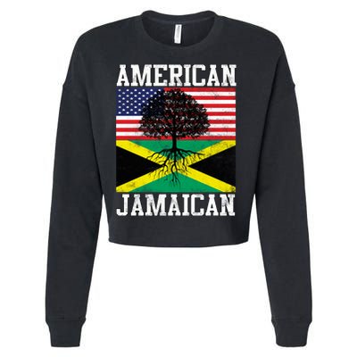 Jamaican American Flag Grown Roots Cropped Pullover Crew
