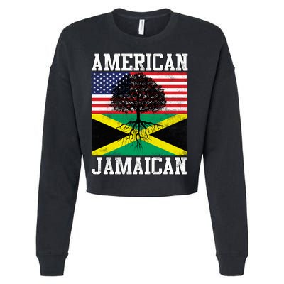 Jamaican American Flag Grown Roots Cropped Pullover Crew