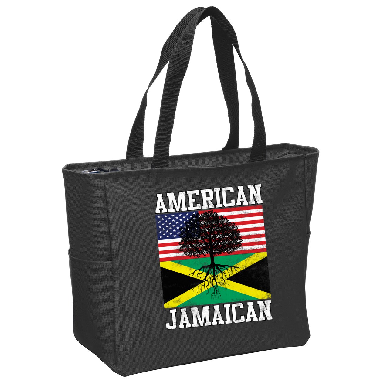 Jamaican American Flag Grown Roots Zip Tote Bag