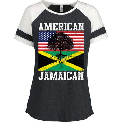 Jamaican American Flag Grown Roots Enza Ladies Jersey Colorblock Tee