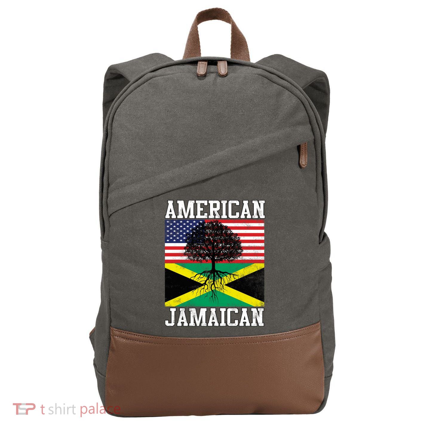 Jamaican American Flag Grown Roots Cotton Canvas Backpack