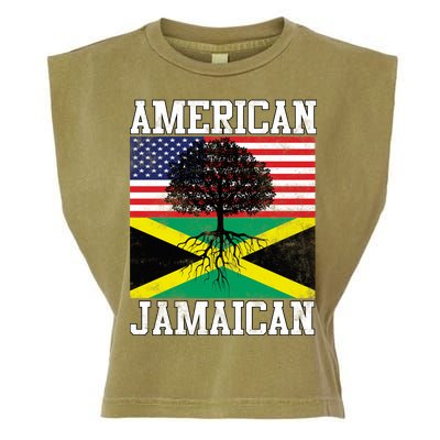 Jamaican American Flag Grown Roots Garment-Dyed Women's Muscle Tee