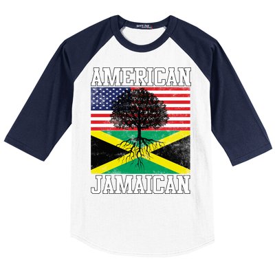 Jamaican American Flag Grown Roots Baseball Sleeve Shirt