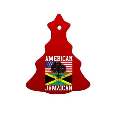 Jamaican American Flag Grown Roots Ceramic Tree Ornament