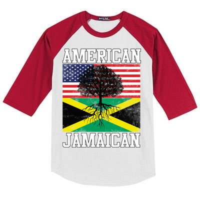 Jamaican American Flag Grown Roots Kids Colorblock Raglan Jersey